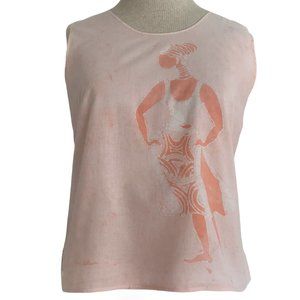 Batik Sleeveless Top African Inspired Woman Dancer Light Peach